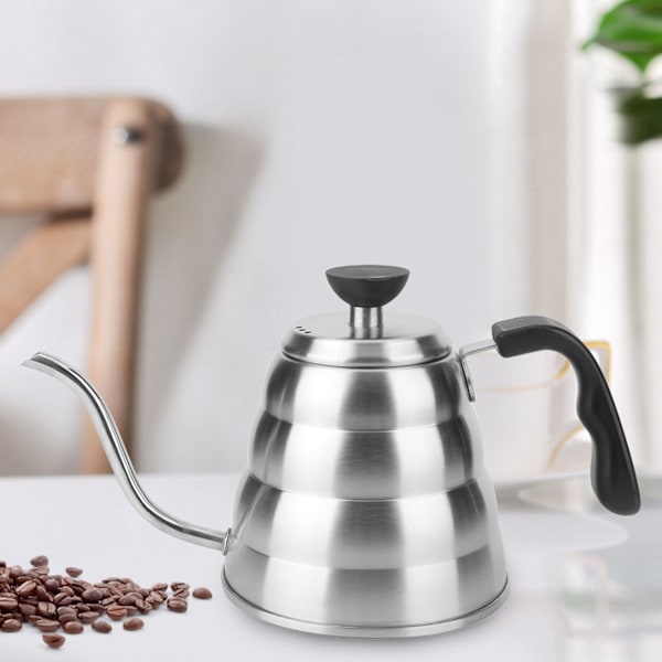 1,2L Rostfritt Stål Kaffe Droppkanna Häll Droppkokare Gåshals Lång Mun Tekanna med Termometer
