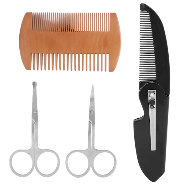 4-i-1 skäggformning styling kit skäggkam mustasch sax vikbar trimningskam