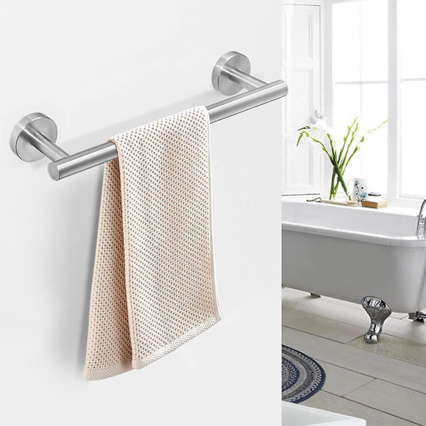 Rostfri handdukshållare med 30 cm lång stång, väggmonterad handdukshållare i borstad nickel finish, silverfärg
