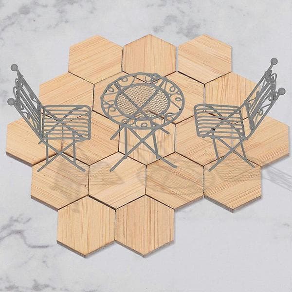Miniature Dollhouse Flooring Bamboo Hexagon Floorboard Decor 48-pack