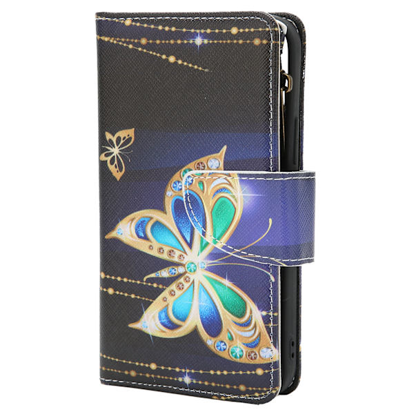 Mobiltelefonskyddsfodral Telefonmålad dragkedjeväska med handledsrem för IPHONE 12 PROBig Butterfly