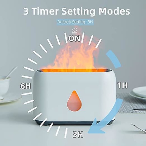 Eteriske Oljer Diffuser med Flammeeffekt Lys - Luftfukter med 3 Timere og Justerbar Lysstyrke - Diffuser med Fjernkontroll for Hjem, Seng