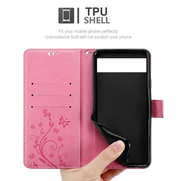 PIXEL 6 Protective Case - with floral pattern and card slots FLORAL PINK FLORAL ROSA PIXEL 6