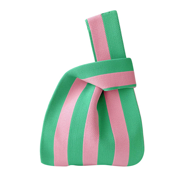 Indkøbspose, indkøbspose, stribemønster, stor kapacitet, sammenklappelig, genanvendelig, vævet taske til daglig rejse, pink grøn