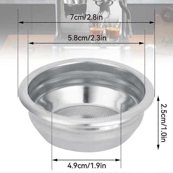 58mm 2 Kopper Rustfrit Stål Filterkurv, Bundløs