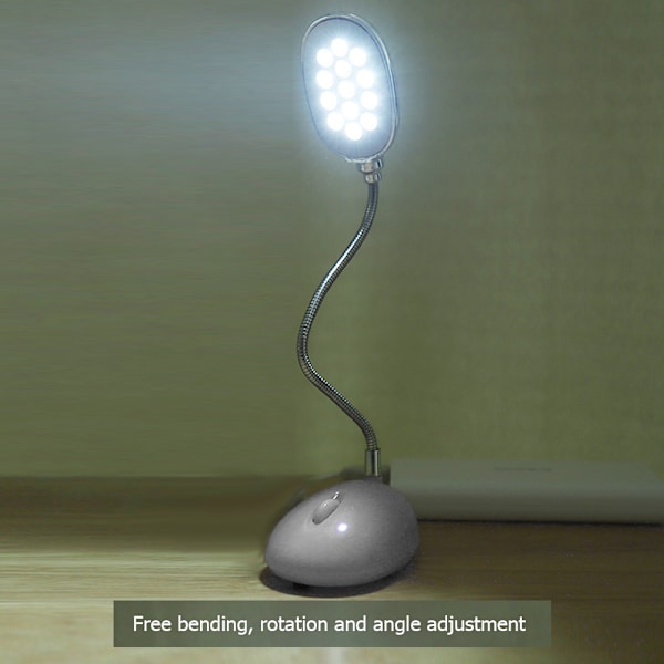 Ljusstark 13 LED-bordslampa Lätt flexibel USB bordslampa för bärbar dator Stationär PC Vit