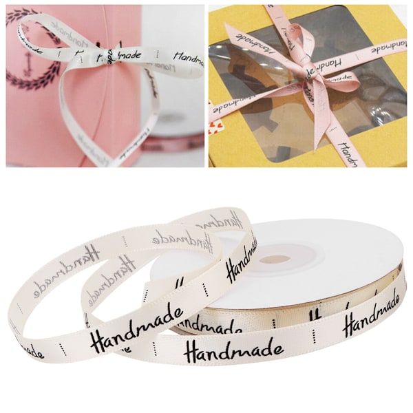 Handgjorda bandinpackning Satinband Presentförpackning för hem/bröllopsdekoration (beige)