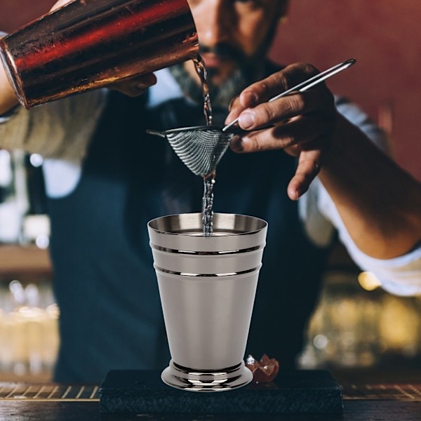 304 rustfrit stål iscocktail kop drikkevin krus anti-fald til bar fest bartender værktøj (sort 400 ml)