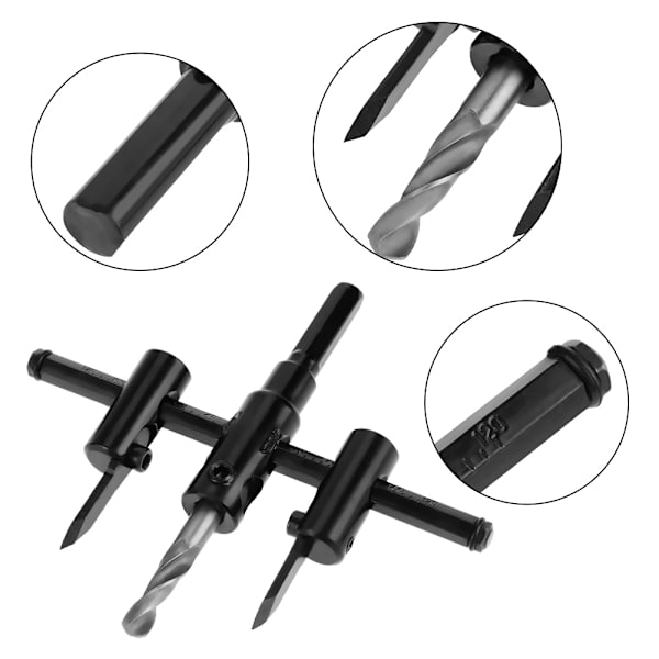 30-120mm Justerbar Svart Cirkelhålsåg Borr Bits Set DIY Träbearbetning Verktyg