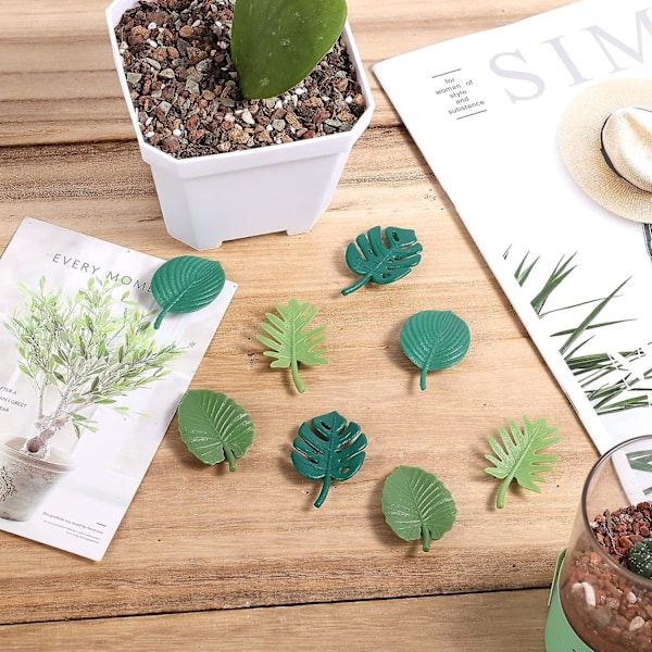 Monstera-kasvin muotoiset jääkaappimagneettisetit (8 kpl) - Trooppiset lehdet Jääkaapin sisustus, Söpöt 3D-magneettikuvat jääkaapille, Lokerolle, Keittiöön