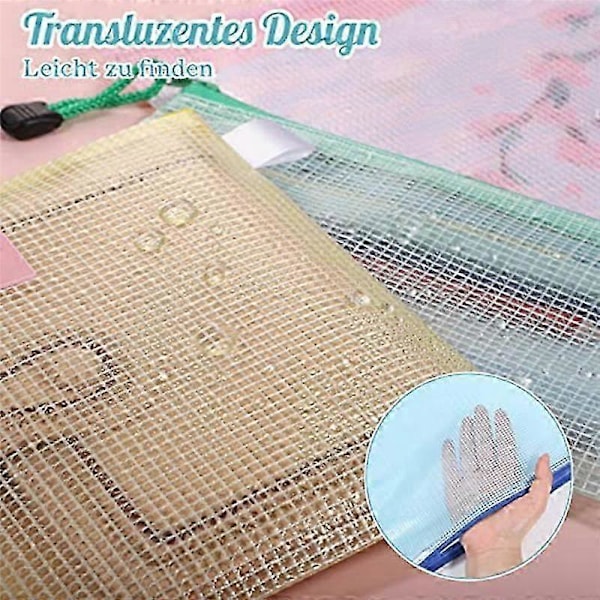 20-pack Dokumentfickor A4+A5+A6, Filmapp Plast Zip Ficka Dragkedja Ficka Mesh Påse med Dragkedja