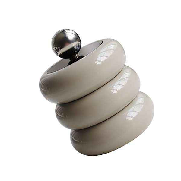 Nordisk stil Qtip-holder Dispenser Desktop Støvfri Bomuldspind Opbevaringsbeholder Donut Form Makeup Opbevaringsboks med låg Khaki 3 lag