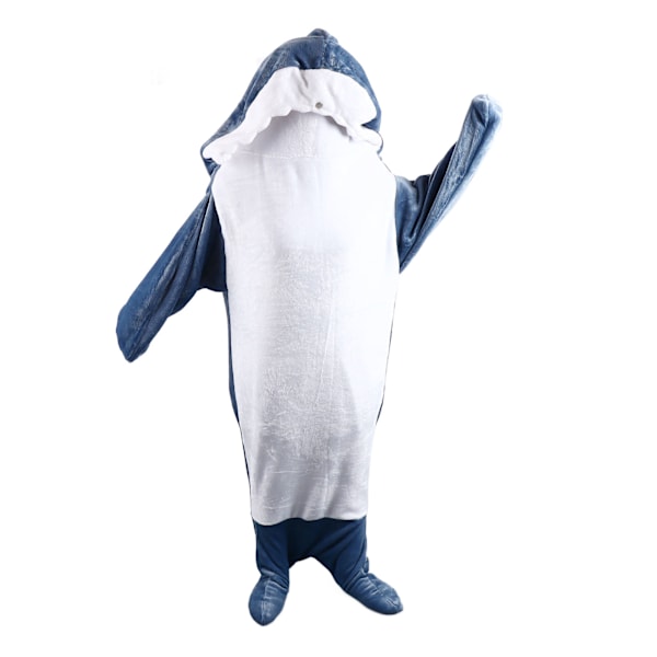 Bærbar hai sovepose myk koselig flanell hette teppe for voksne kvinner menn kostyme XL 8,3 x 4,7 tommer