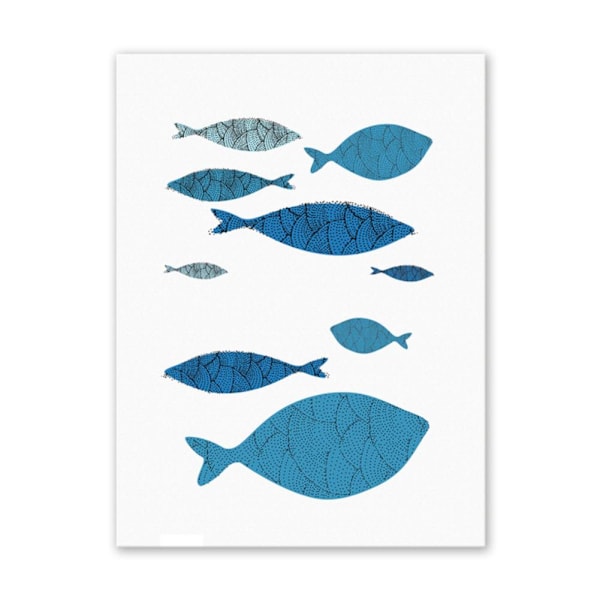 3 st canvas väggkonst målning tecknad fisk tryckt bild hem kontor dekor