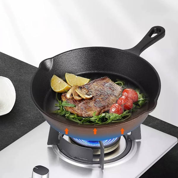 Stekepanne 20cm støpejern flat bunn jevn varmeledning rund nonstick stekepanne for matlaging