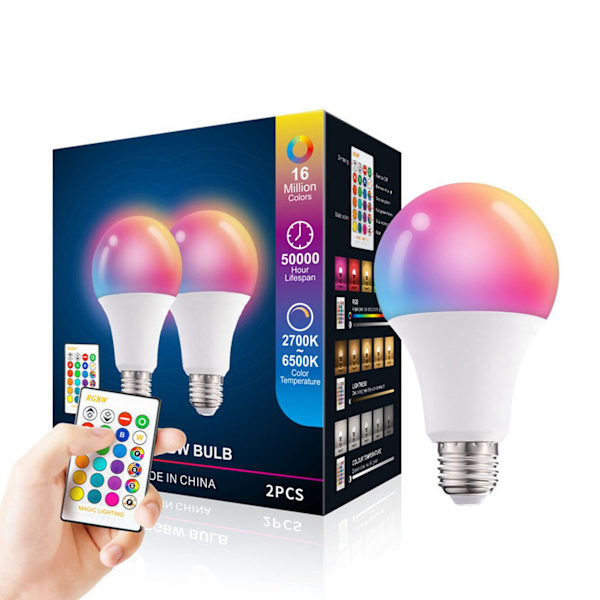 3 stk LED-pærer med fjernkontroll RGB LED-fargeskiftende pære for kjøkken stue