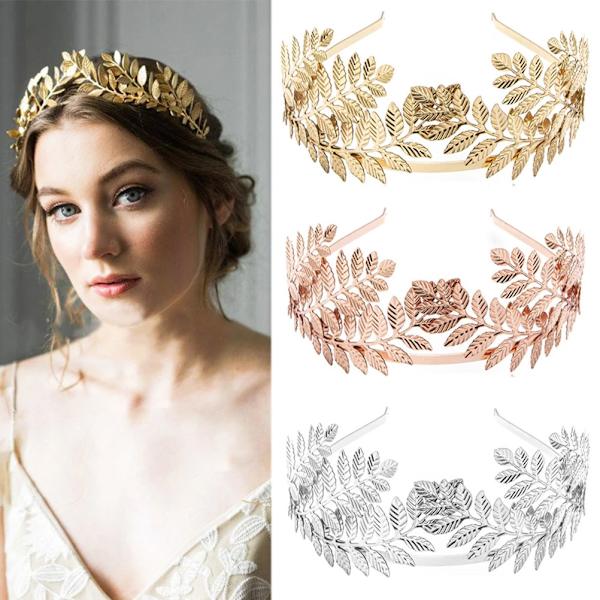 Brudehodebånd 2 stk Legering metallblad krone vinranke pannebånd blad tiara bryllup hodeplagg Brudepike Ball Hårtilbehør for kvinner jenter
