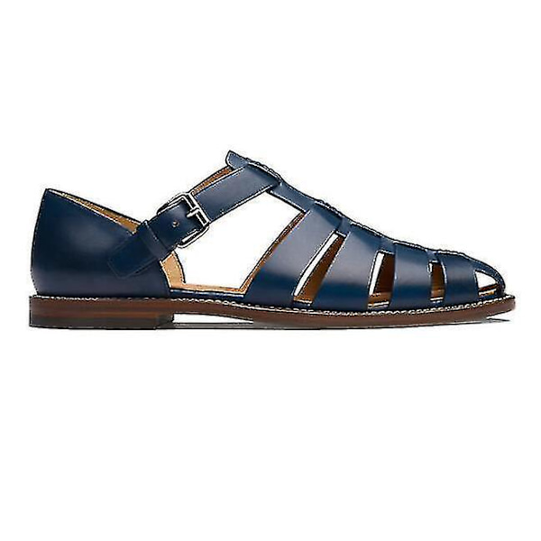 Handgjorda Läder Sandaler för Män, Stängda Tår, Utomhus Sport, Brun