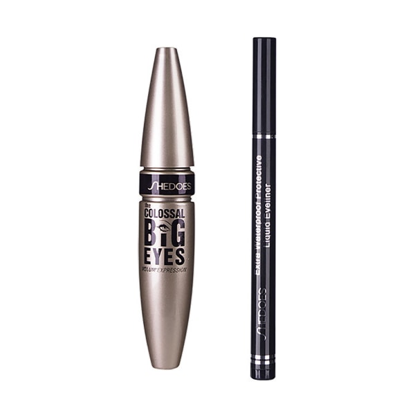 Mascara och Eyeliner Set Svettfast Långvarig Vattentät 10ml Lash Mascara och Eyeliner Penna för ögonmakeup