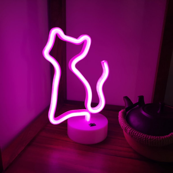 Kat Neon Väggdekor - USB/Batteridriven Nattlampa