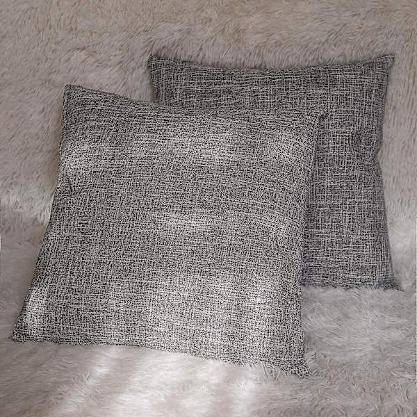 Sett med 2 sofaputer i grå lin, nakkestøtter til stuen, store putevar bak, 55x55 cm kvadratisk sjelløs bomull og lin