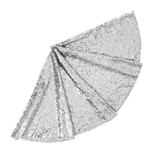 Liten julgransmatta, 90 cm paljettgransmatta silver