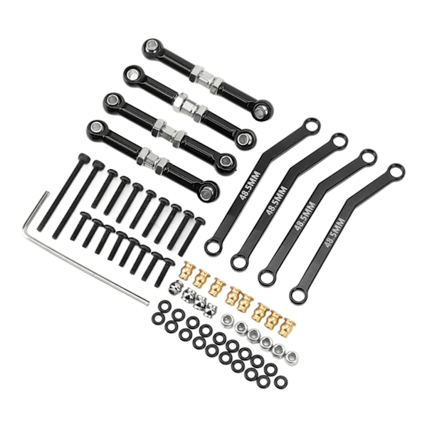 8PCS Högt Markfrigång Fram Länkar Set 1/24 Aluminiumlegering Stål Slitstark Crawler Bil Upphängnings Länkar Set för FMS Svart