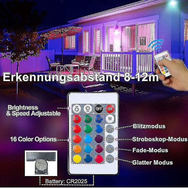 Himmennettävä RGB LED-ulkovalaisin 4-pakkauksessa kaukosäätimellä - 16 väriä, 4 valaistustilaa (50W)