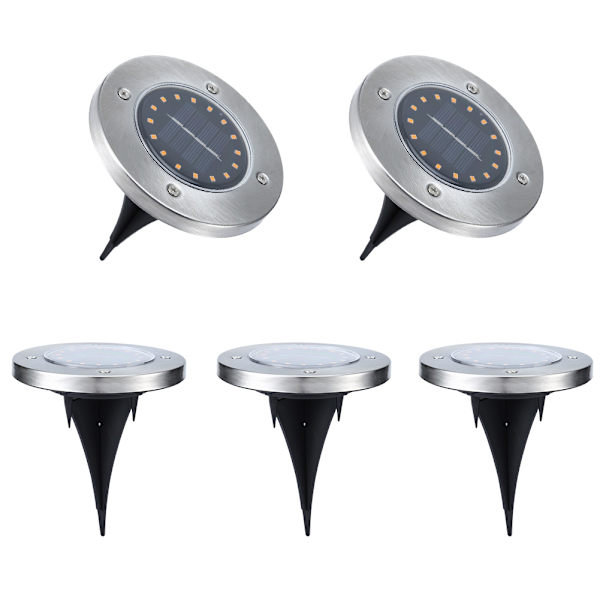 5 st solcellslampor för markbelysning, 16 LED, regnsäkra, för trädgård, innergård, villa
