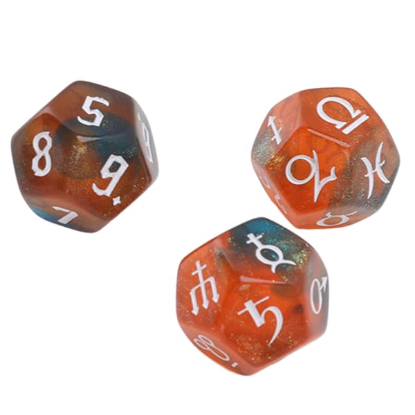 3 ST Astrologiska Tärningar Set 12 Sidor Glitter Run Tärningar Lättlästa för Bordsspel Leksaker Typ 2