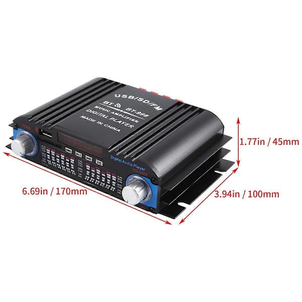HiFi-äänivahvistin Audio Amplifier Bluetooth Karaoke-soitin Musta