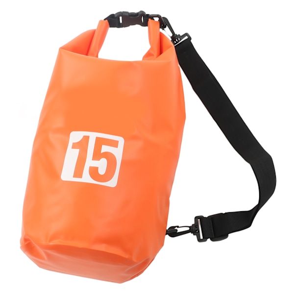 Vandtæt tør taske bærbar foldbar PVC tør opbevaringspose med skulderrem til svømning rafting camping 15L orange