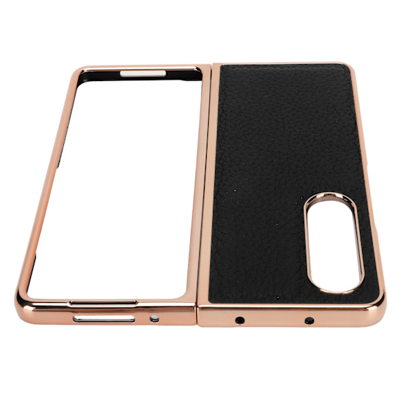 Vikbart phone case för Samsung Galaxy Z Fold 4 Nano Elektropläterat Läder Stjärnmönster Anti-skrapa Telefon Case Svart