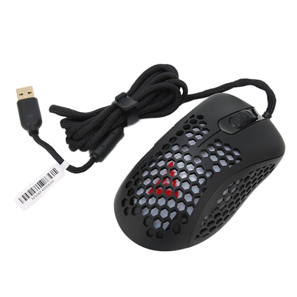 Gaming-mus med stabil transmission, komfortabelt greb, fleksibel betjening, ergonomisk design, let kablet RGB PC-spilmus, sort
