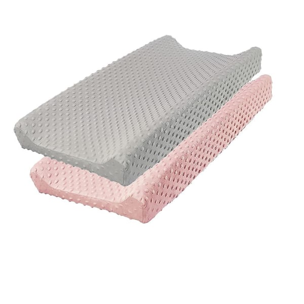 Ultra Soft Minky Dots Changing Pad Cover - Pink/Grey, Breathable and Stylish