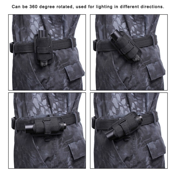 360 grader roterbar nylon lommelygte lommelygte lommeholder taske tilbehør til Hunting402#