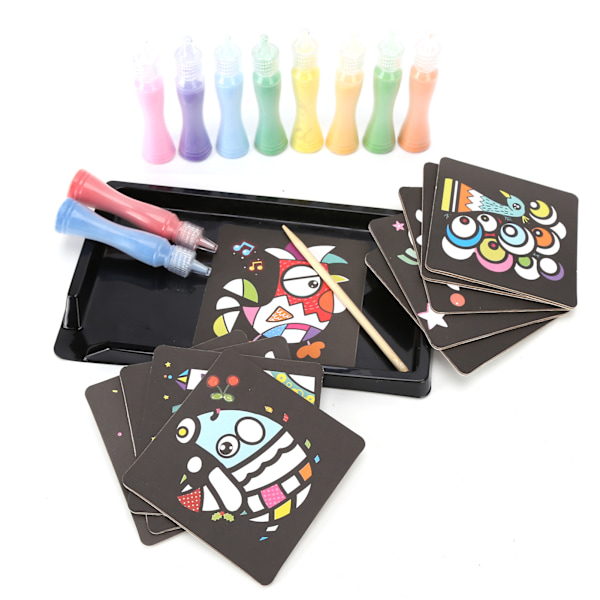 Sand Art Painting Cards Set DIY Färgad Sand Art Kit Pedagogisk Konstleksak för Barn