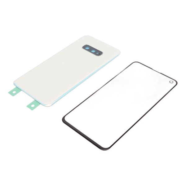 Front Outer Glass Screen og Back Glass Cover Kit til Galaxy S10e Udskiftning Telefon Glass Screen med Pre Installeret Tapes Reparationsværktøjer Hvid