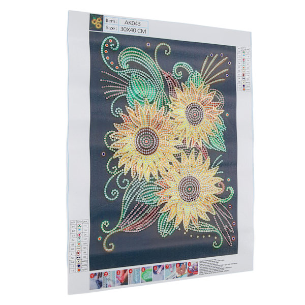 Rhinestone-målningssats Solrosmönster Blankt Utsökt DIY Hemväggsdekoration 5D Målning Konst 30x40cm