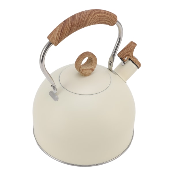 2,5 liter fløjtende te-kedel i rustfrit stål tekande med håndtag til elektrisk komfur Gaskomfur Beige