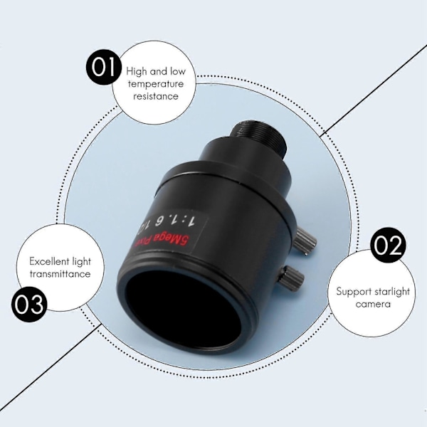CCTV-objektiv 1/2,5 tum 6-22mm 5MP M12-fäste Variabelt objektiv F1.6 kompatibelt med 4MP/5MP CMOS/CCD-sensor Säkerhet-B16