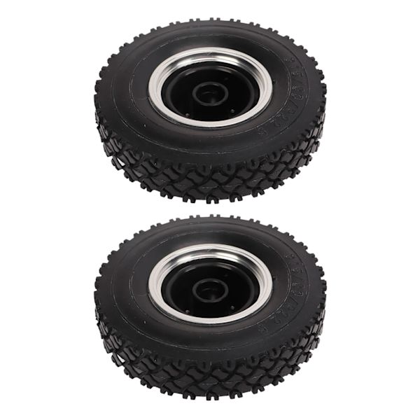2-pack aluminiumfälg och däckkit för Tamiya 1/14 RC-traktor, ersättningsdäck, främre hjullager