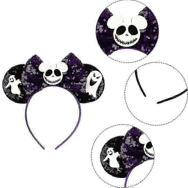 Museører Hårbånd til Kvinder og Piger, Pailletsløjfe Glitter Hårbånd til Fester og Halloween
