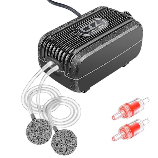 Akvarium Luftpump, 3w 300l/h Akvarium Syrepump Med 2 Luftstenar, 20-40db Bubbelpump För 10-300l Akvarium -CDSX