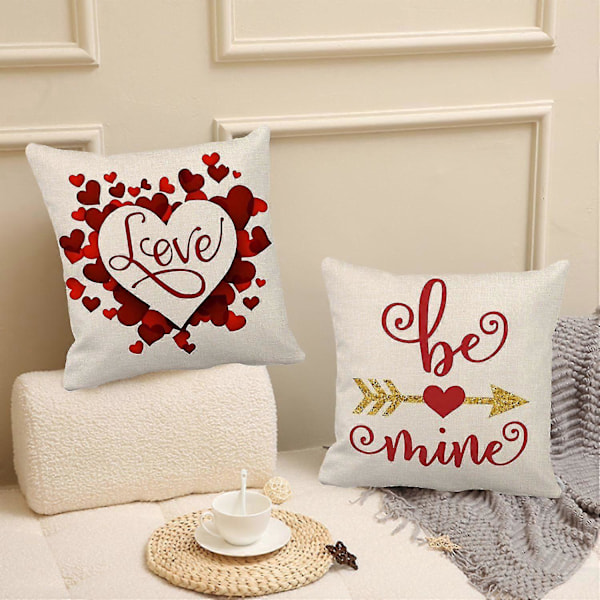 Putetrekk Mykt Vaskbart Skjult Glidelås Kjærlighet Putetrekk Happy Valentine's Day Dekorasjon for H