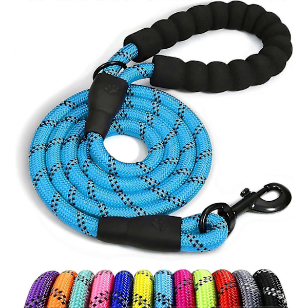 Taglory Hundesnor i Reb med Blødt Polstret Håndtag, 1,2 m Reflekterende Hundesnor og Flerfarvet til Mellemstore Hunde, 1,0 cm, Sort Zekai Sort 120*1,2 cm