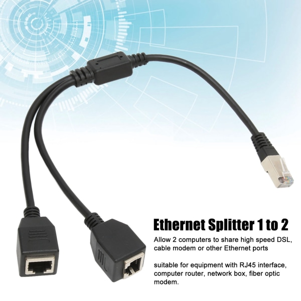 RJ45 Ethernet splitterkabel 1 han til 2 hun port stabil hurtig transmission Cat5 RJ45 splitter kabel til router modem