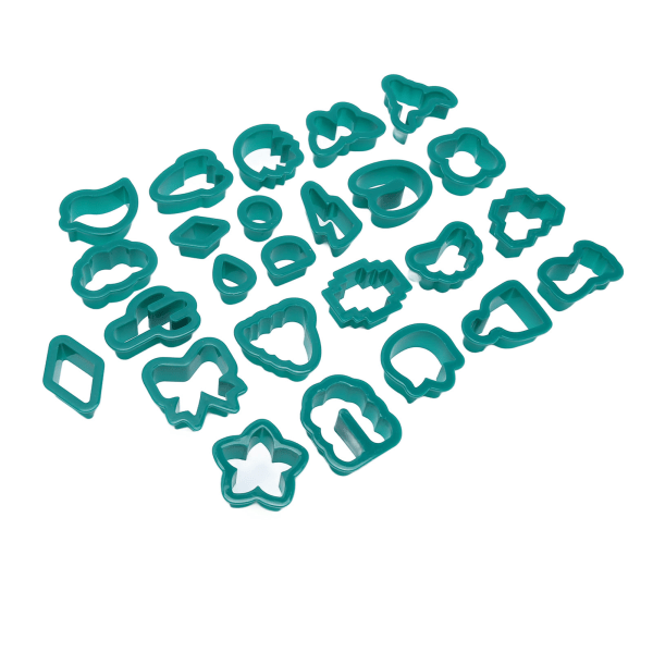 25 st lerörhängsskärare Livsmedelsklassad plast diverse stilar tjock kant polymer lerskärare set för gör-det-själv-hantverk Mörkgrön