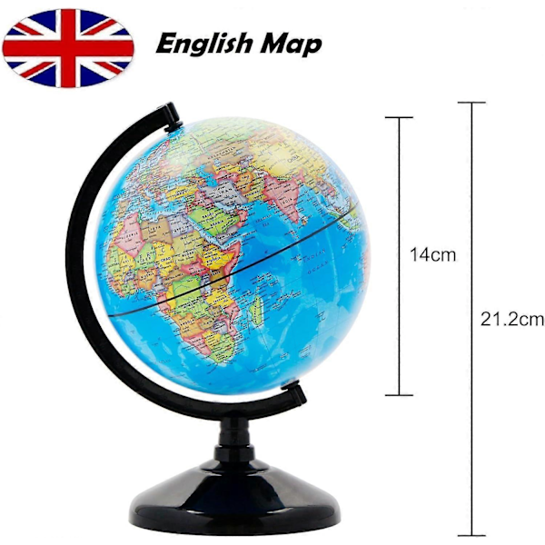 14cm Verdenskule - Engelsk Kart - Utdannings-/Geografi-/Moderne Skrivebordsdekor