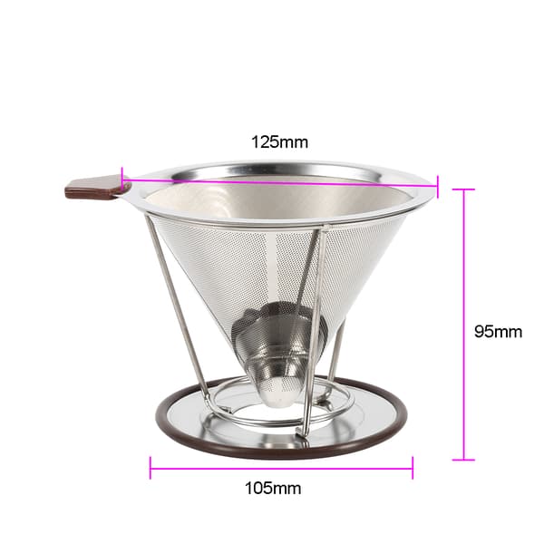 1x Bærbar 304 Rustfritt Stål Dryppfilter Dobbeltlags Mesh Kaffetrakter Filterholder Infuser